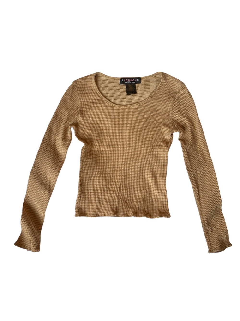 American Vintage Tan Bronze Stripped Ribbed Long Sleeve Top
